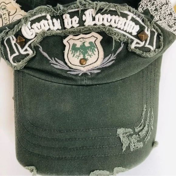 Leader Croix de Lorraine Distressed Green Baseball Cap - Picture 3 of 14